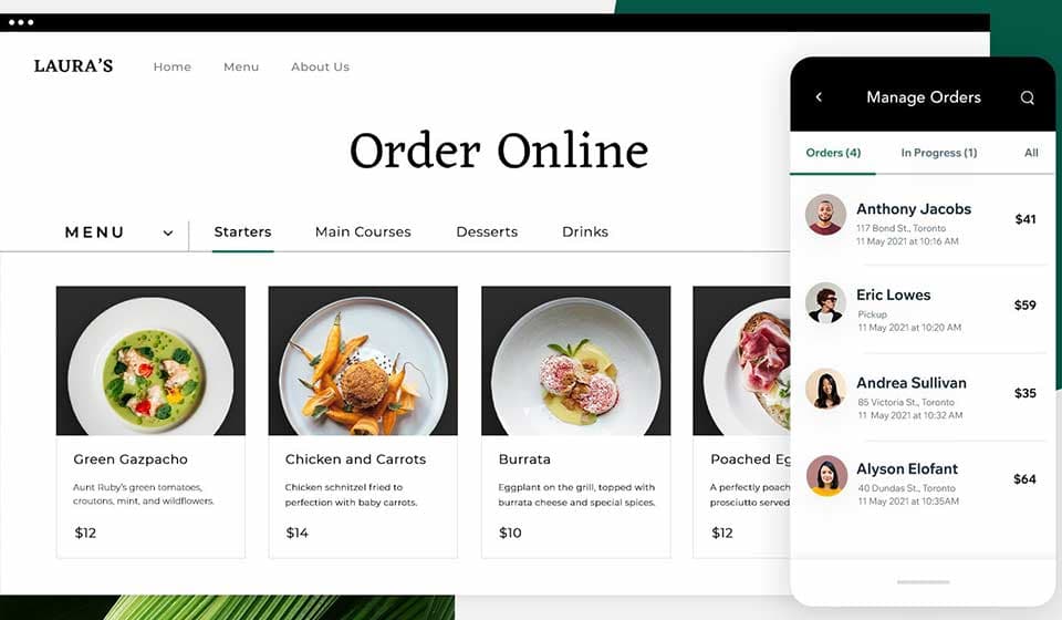 Work example of Menu page example